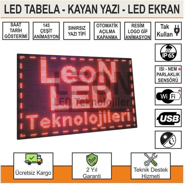 LED Tabela 64x32cm Kayan Yazı Tek Taraflı