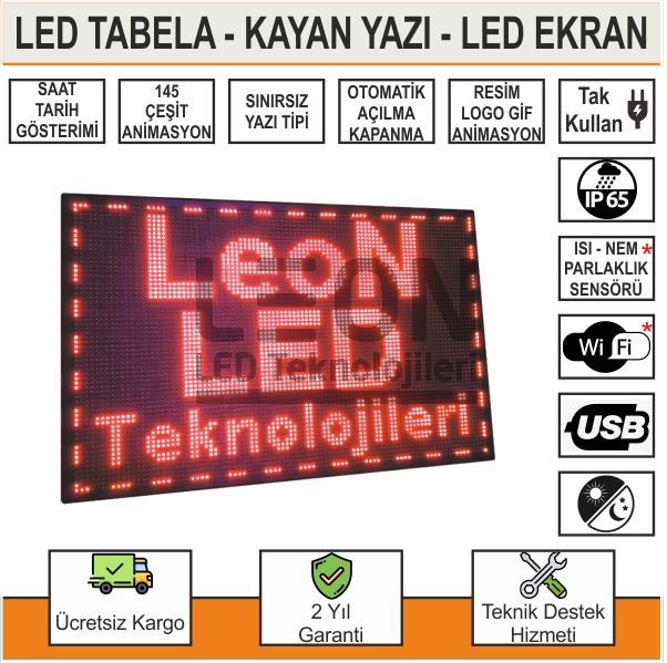 LED Tabela 224x48cm Kayan Yazı Tek Taraflı