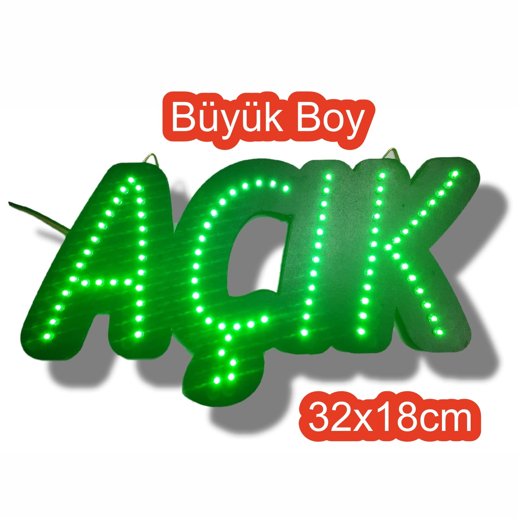 LED’li AÇIK Tabelası Büyük LED Açık yazısı Yeşil