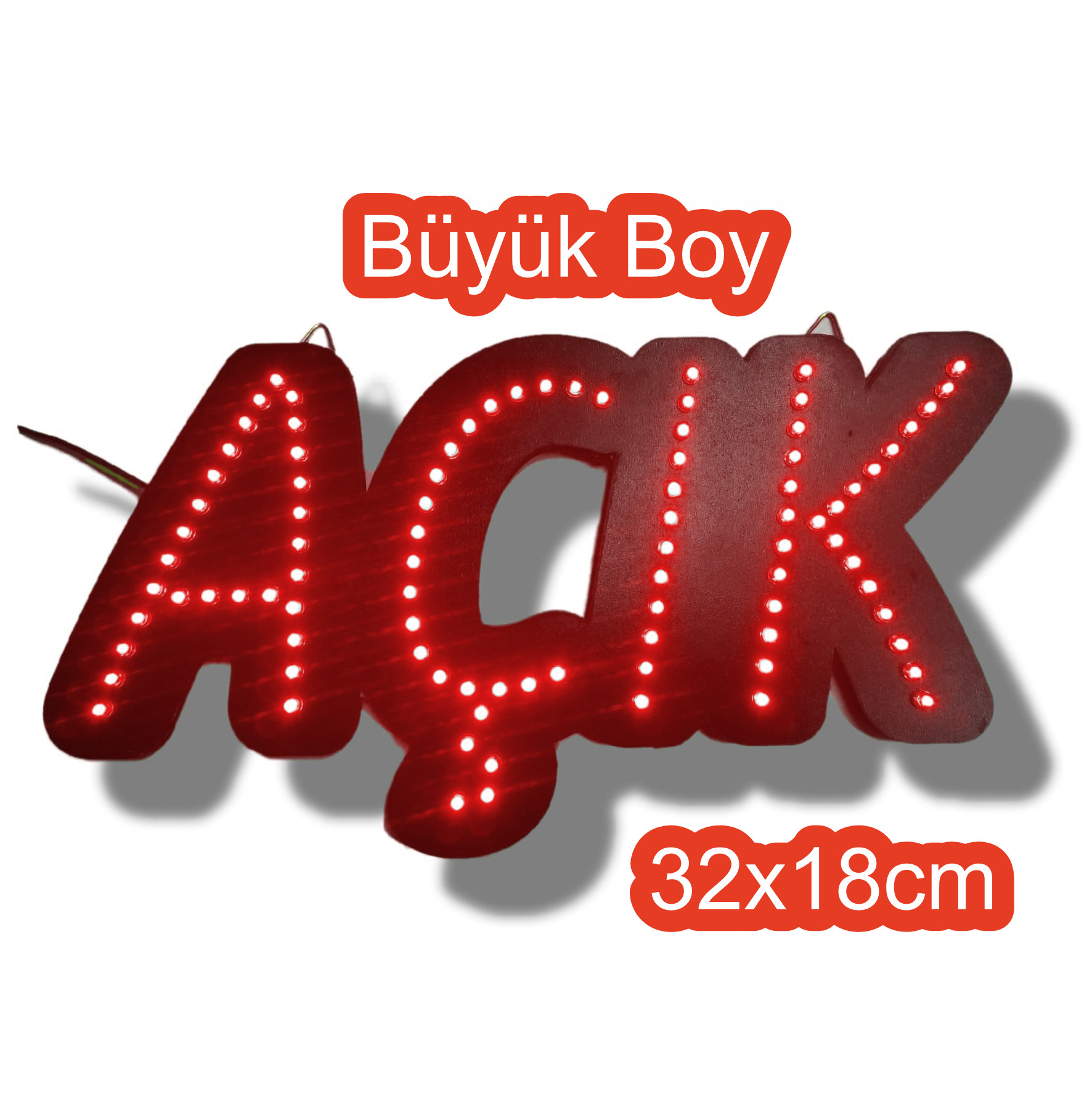 LED’li AÇIK Tabelası Büyük LED Açık yazısı Kırmızı