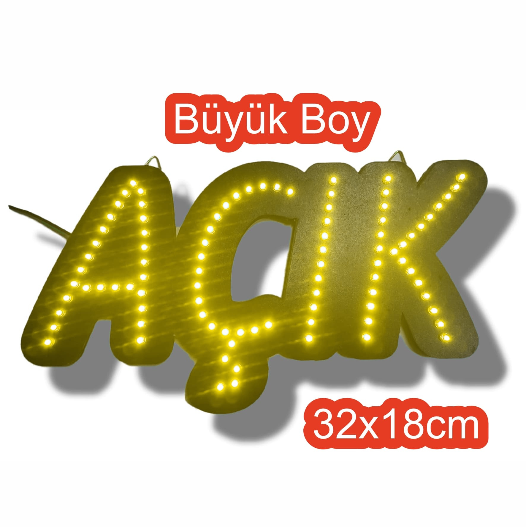 LED’li AÇIK Tabelası Büyük LED Açık yazısı Sarı