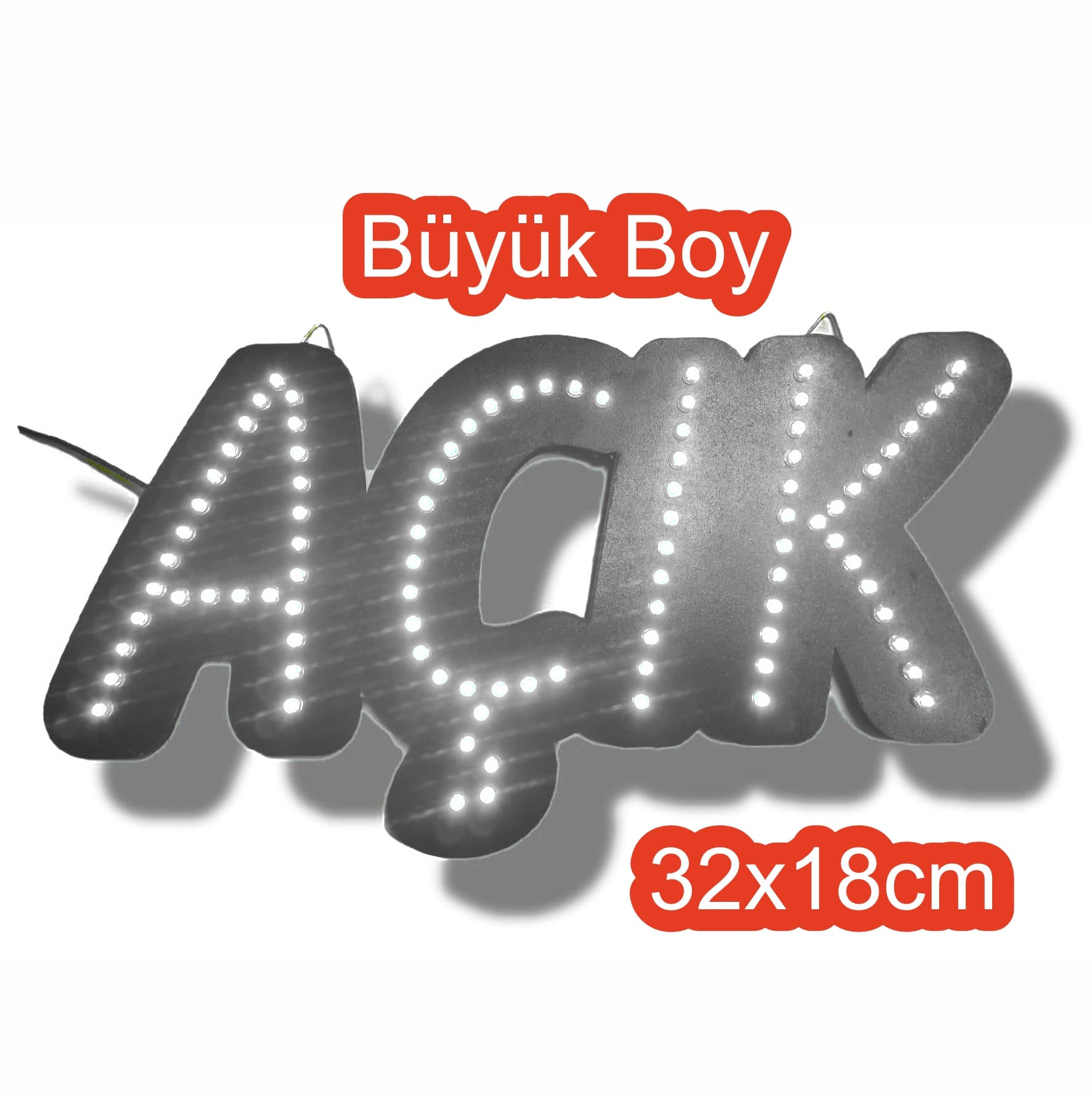 LED’li AÇIK Tabelası Büyük LED Açık yazısı Beyaz
